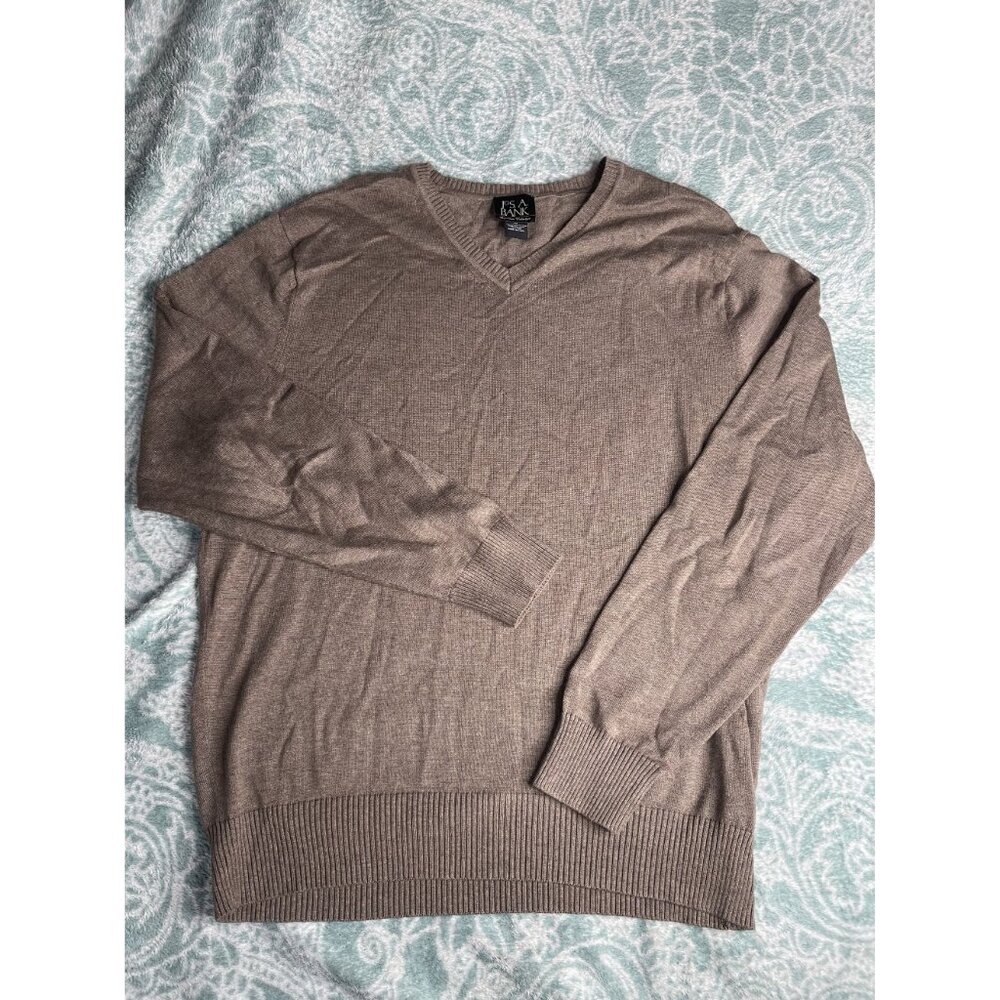 Jos A Bank Signature Collection Mens M Brown Pima Cotton‎ V Neck Sweater